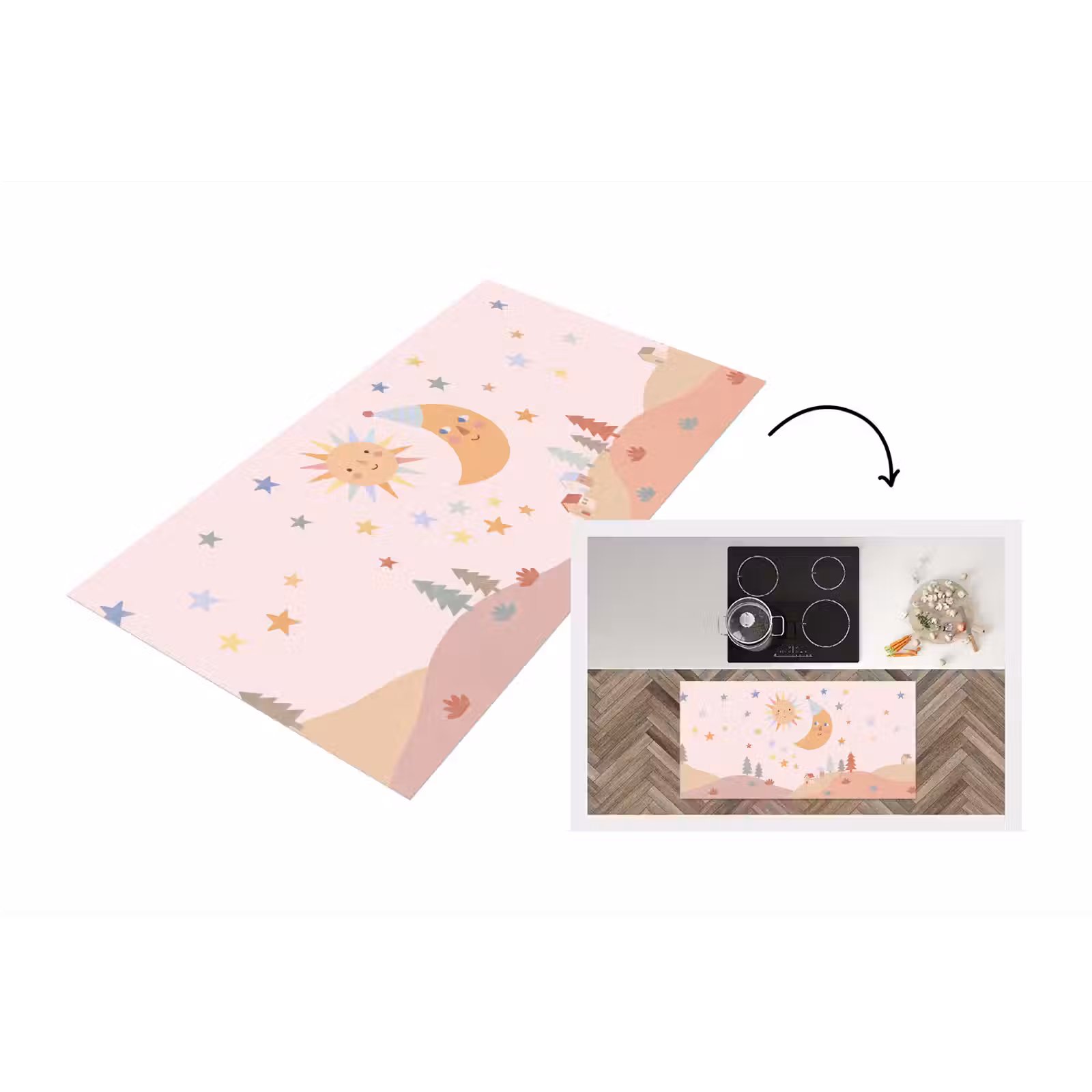 Küchenläufer - Sonne – Mond – Sterne – Kinderzimmer – Pastell — 1