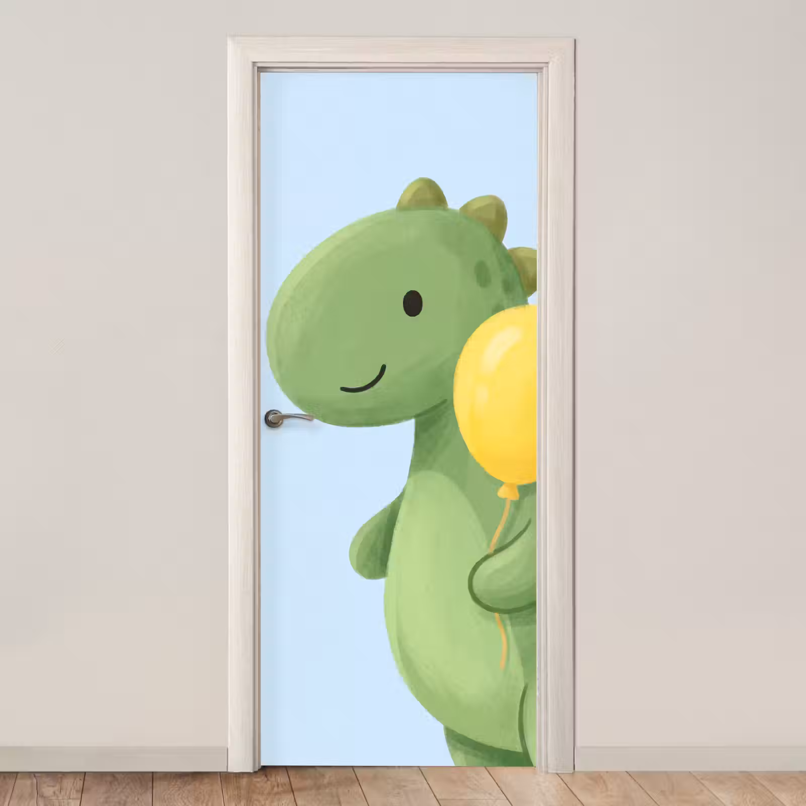 Türtapete - Dinosaurier – Luftballon – Kinderzimmer – Illustration – Grün — 1