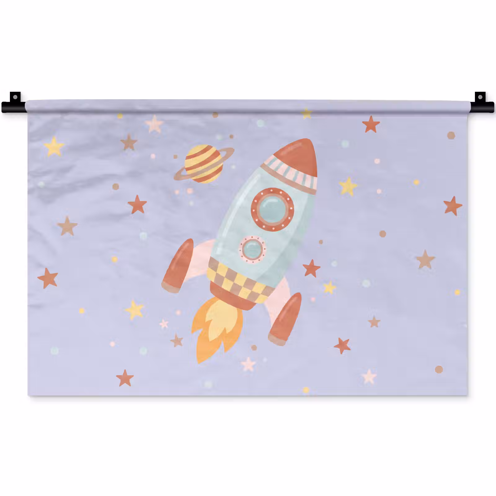 Wandteppich - Rakete – Weltraum – Planet – Illustration — 1