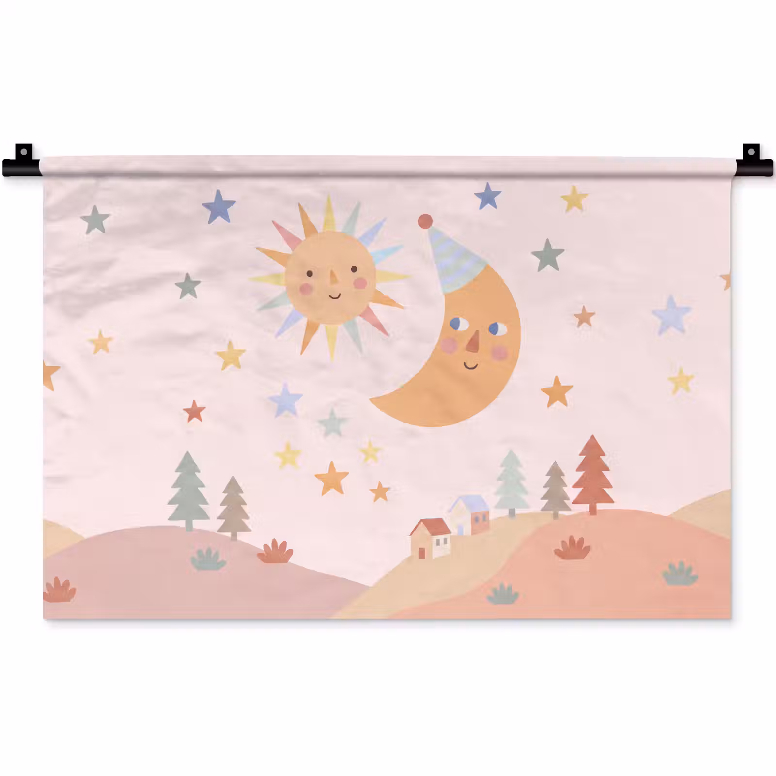 Wandteppich - Sonne – Mond – Sterne – Kinderzimmer – Pastell — 1
