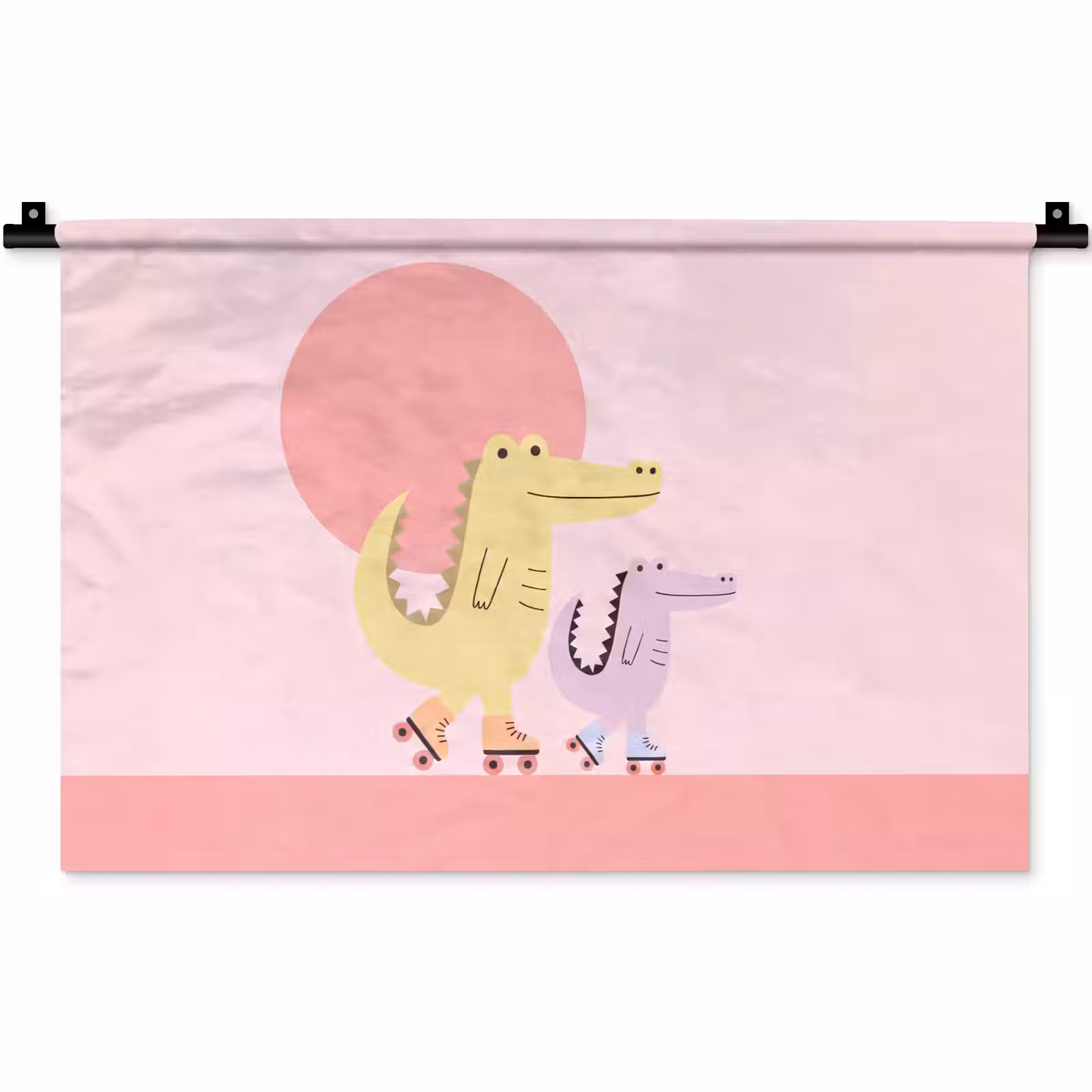 Wandteppich - Tiere – Skaten – Illustration – Verspielt – Rosa — 1