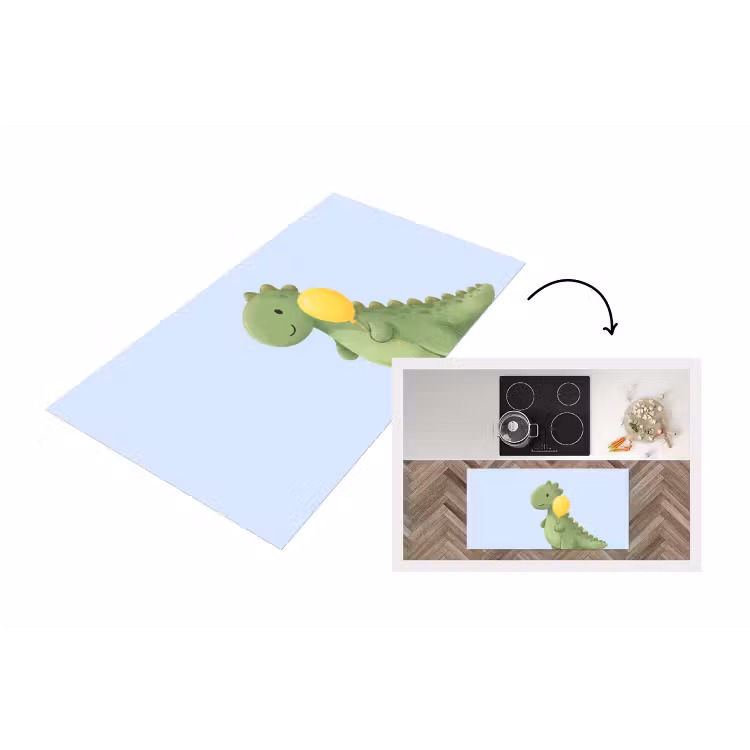 Küchenläufer - Dinosaurier – Luftballon – Kinderzimmer – Illustration – Grün — 1