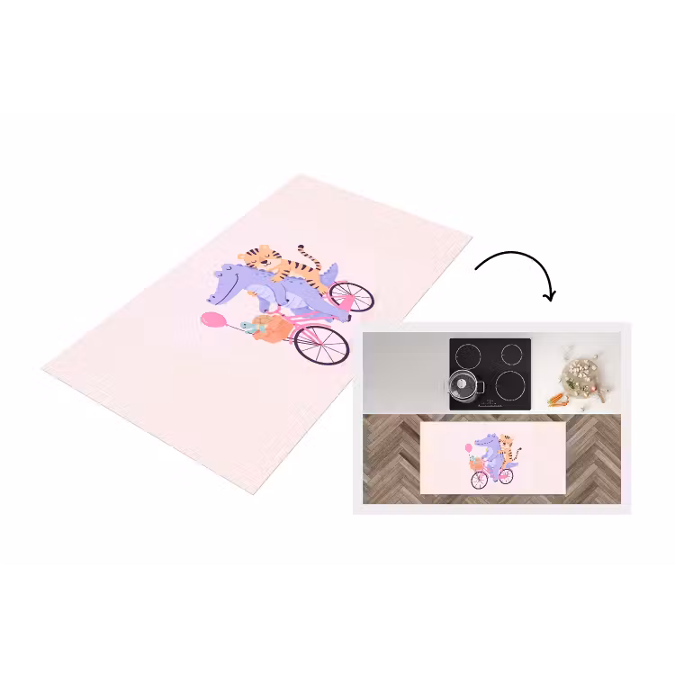 Küchenläufer - Tiere – Fahrrad – Freundschaft – Illustration – Rosa — 1