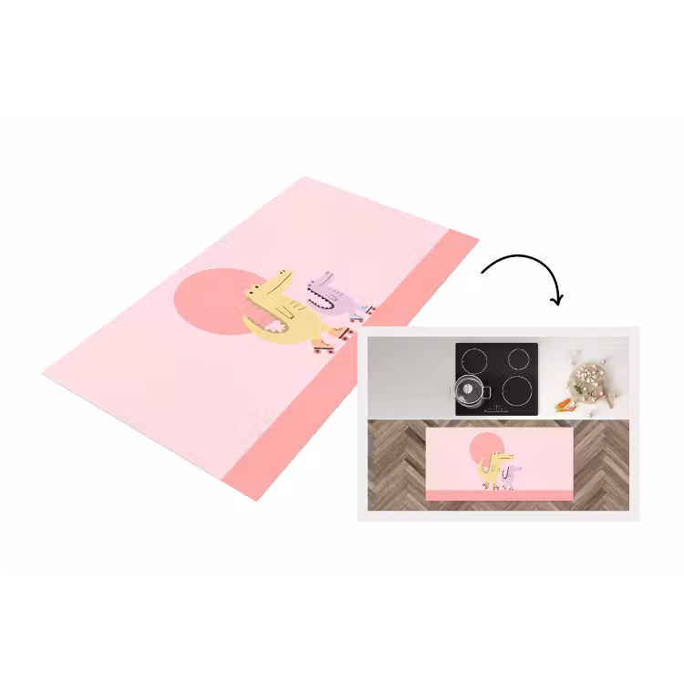 Küchenläufer - Tiere – Skaten – Illustration – Verspielt – Rosa — 1
