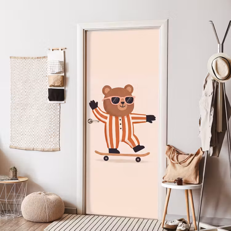 Türtapete - Tiere – Skateboard – Spiel – Zeichentrick – Rosa — 7