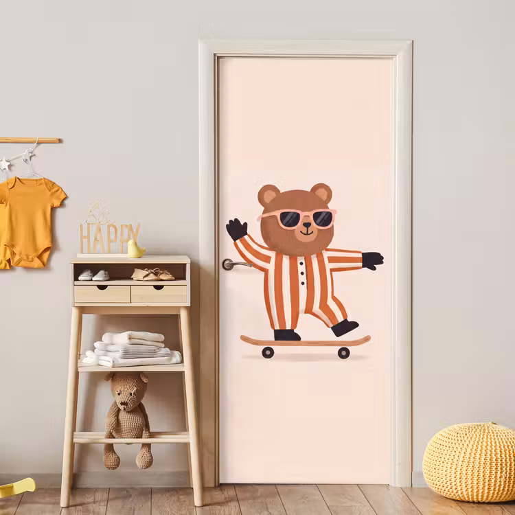 Türtapete - Tiere – Skateboard – Spiel – Zeichentrick – Rosa — 8