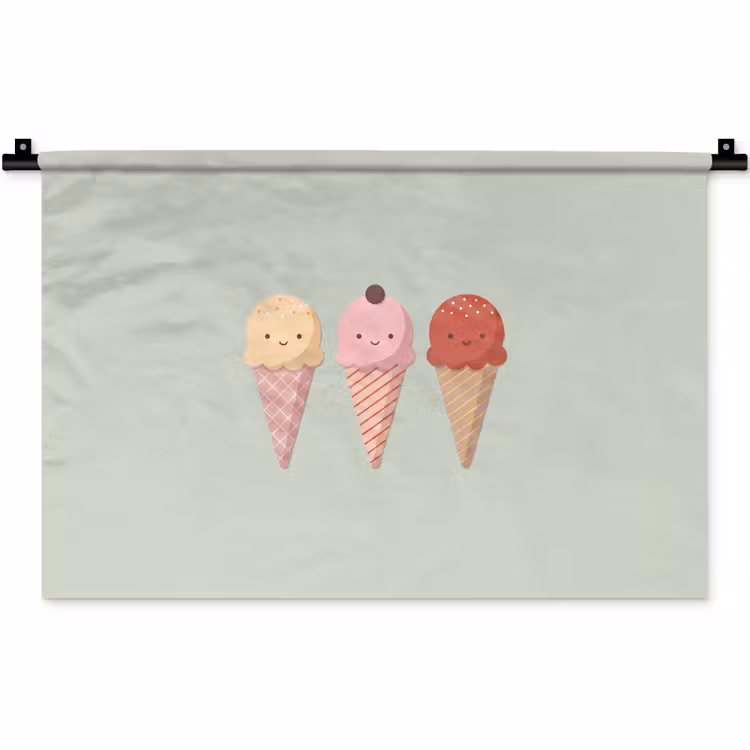 Wandteppich - Eis – Eistüten – Essen – Illustration – Fröhlich — 1