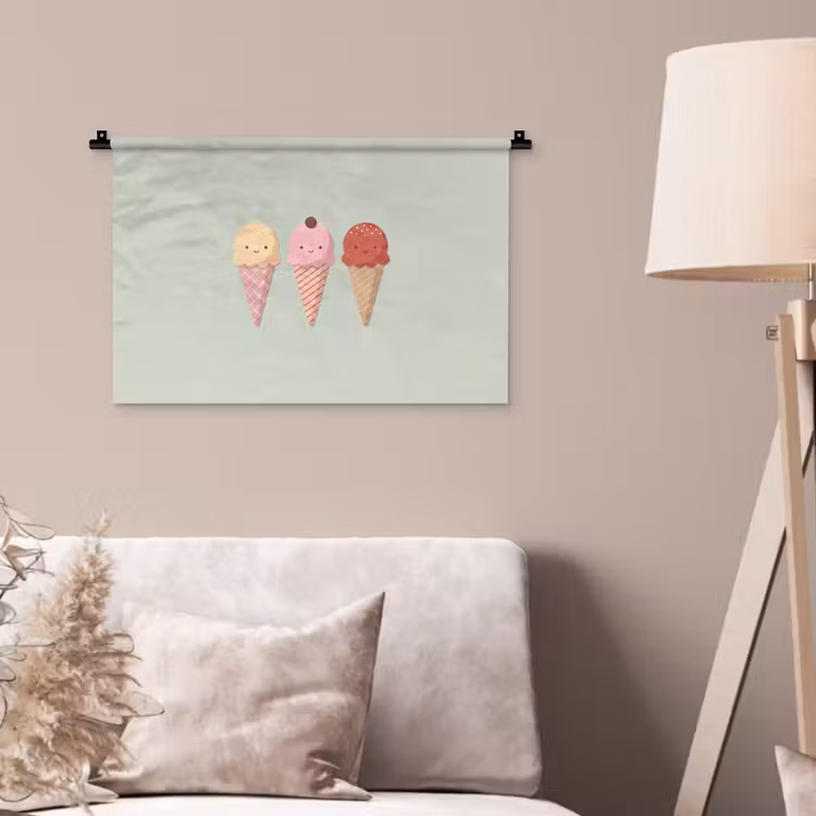 Wandteppich - Eis – Eistüten – Essen – Illustration – Fröhlich — 2