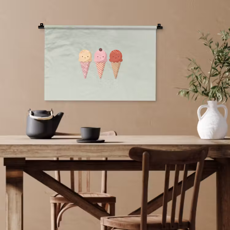 Wandteppich - Eis – Eistüten – Essen – Illustration – Fröhlich — 3