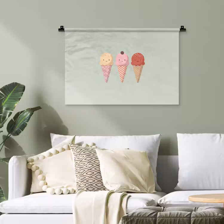 Wandteppich - Eis – Eistüten – Essen – Illustration – Fröhlich — 4