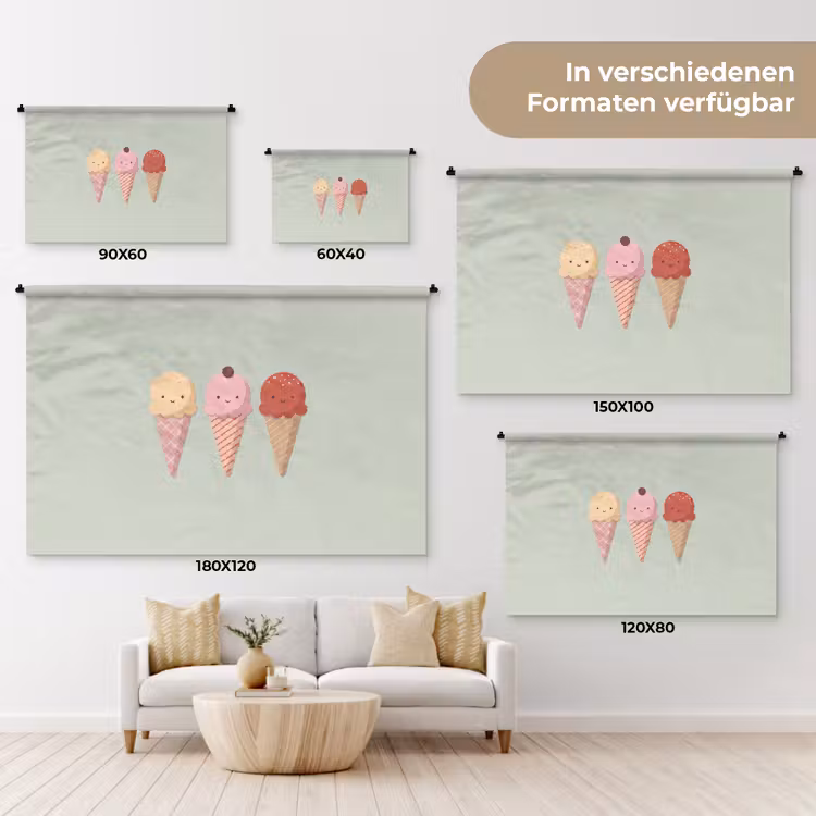 Wandteppich - Eis – Eistüten – Essen – Illustration – Fröhlich — 8
