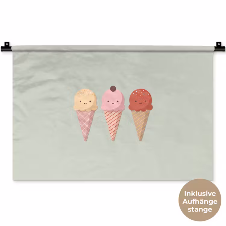 Wandteppich - Eis – Eistüten – Essen – Illustration – Fröhlich — 9