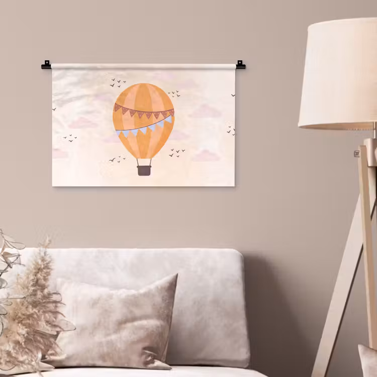 Wandteppich - Heißluftballon – Girlanden – Abenteuer – Illustration – Orange — 2