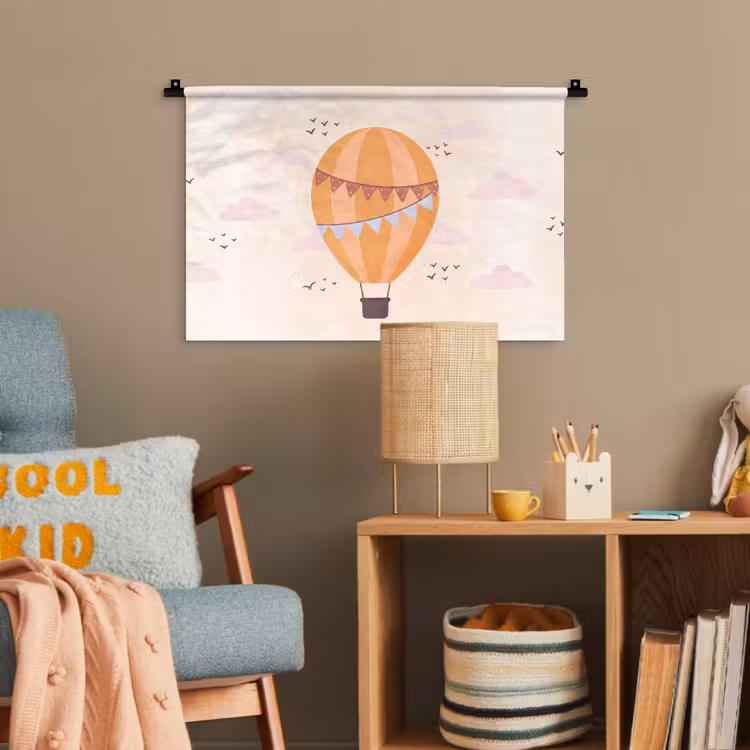 Wandteppich - Heißluftballon – Girlanden – Abenteuer – Illustration – Orange — 5