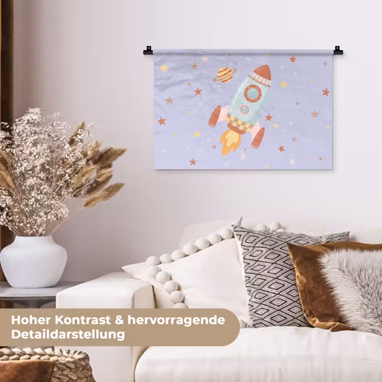 Wandteppich - Rakete – Weltraum – Planet – Illustration — 6