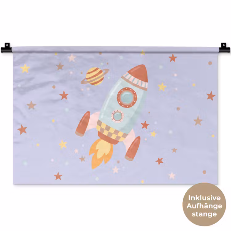 Wandteppich - Rakete – Weltraum – Planet – Illustration — 9