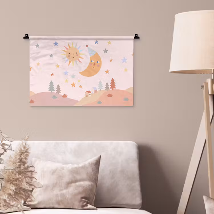 Wandteppich - Sonne – Mond – Sterne – Kinderzimmer – Pastell — 2
