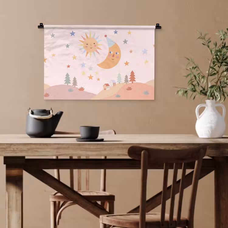 Wandteppich - Sonne – Mond – Sterne – Kinderzimmer – Pastell — 3