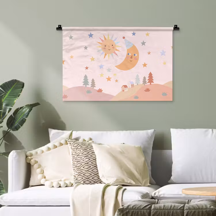 Wandteppich - Sonne – Mond – Sterne – Kinderzimmer – Pastell — 4