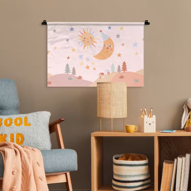 Wandteppich - Sonne – Mond – Sterne – Kinderzimmer – Pastell — 5