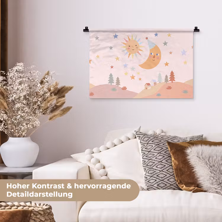 Wandteppich - Sonne – Mond – Sterne – Kinderzimmer – Pastell — 6