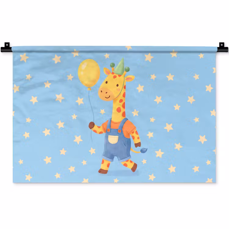 Wandteppich - Tiere – Giraffe – Luftballon – Party – Kinderzimmer — 1