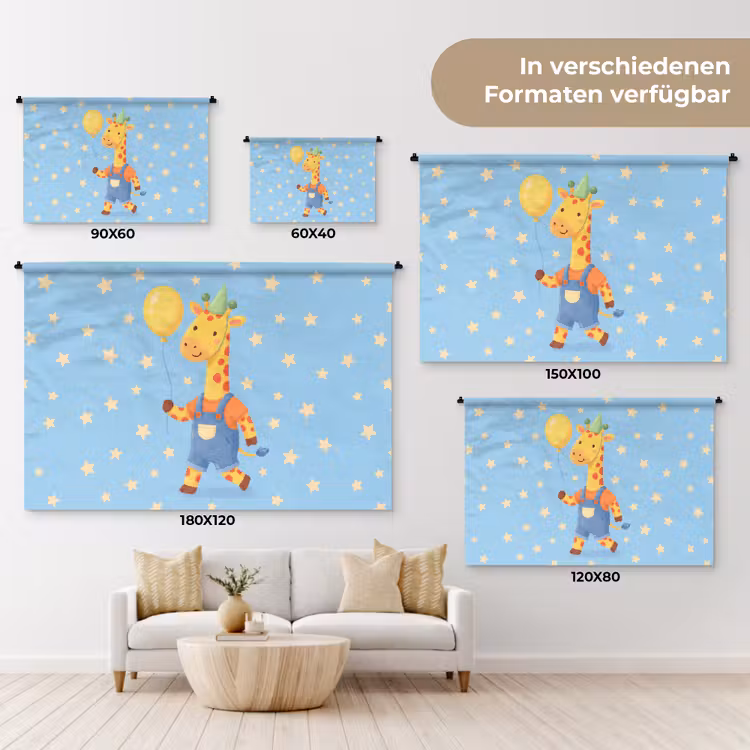 Wandteppich - Tiere – Giraffe – Luftballon – Party – Kinderzimmer — 8