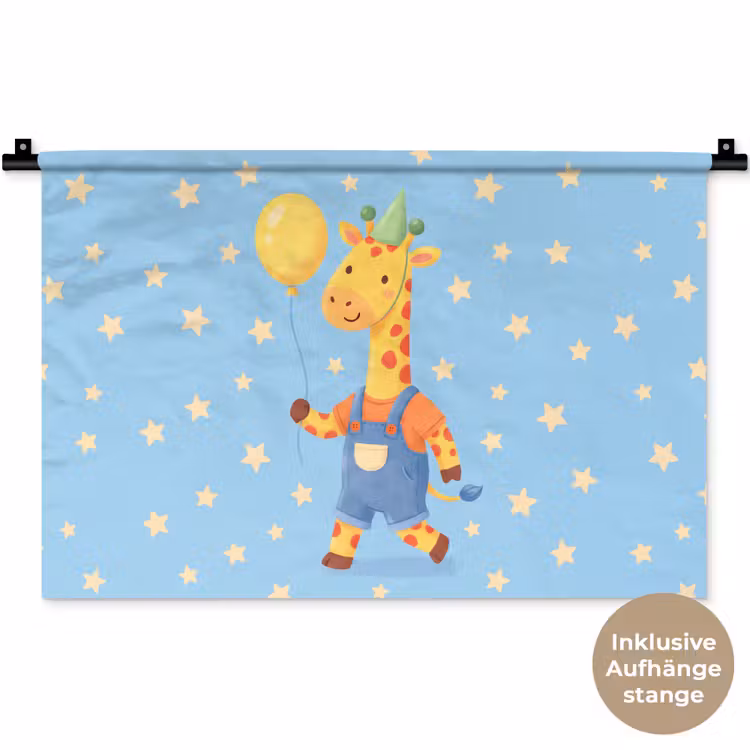 Wandteppich - Tiere – Giraffe – Luftballon – Party – Kinderzimmer — 9