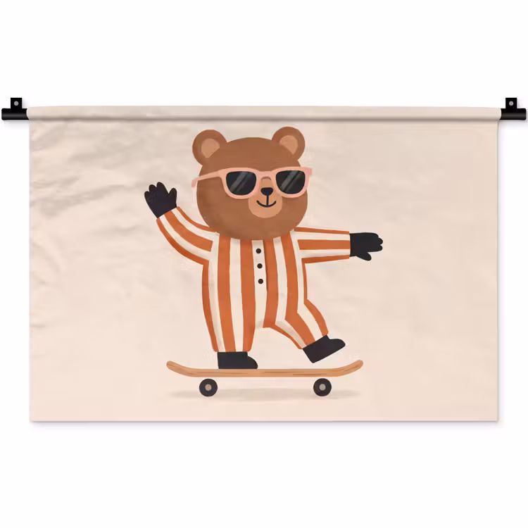 Wandteppich - Tiere – Skateboard – Spiel – Zeichentrick – Rosa — 1