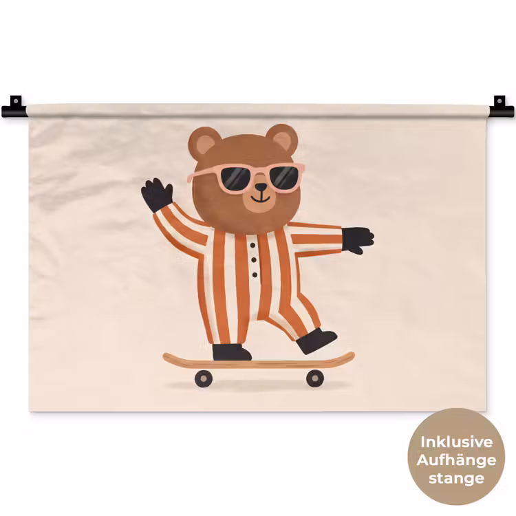 Wandteppich - Tiere – Skateboard – Spiel – Zeichentrick – Rosa — 9