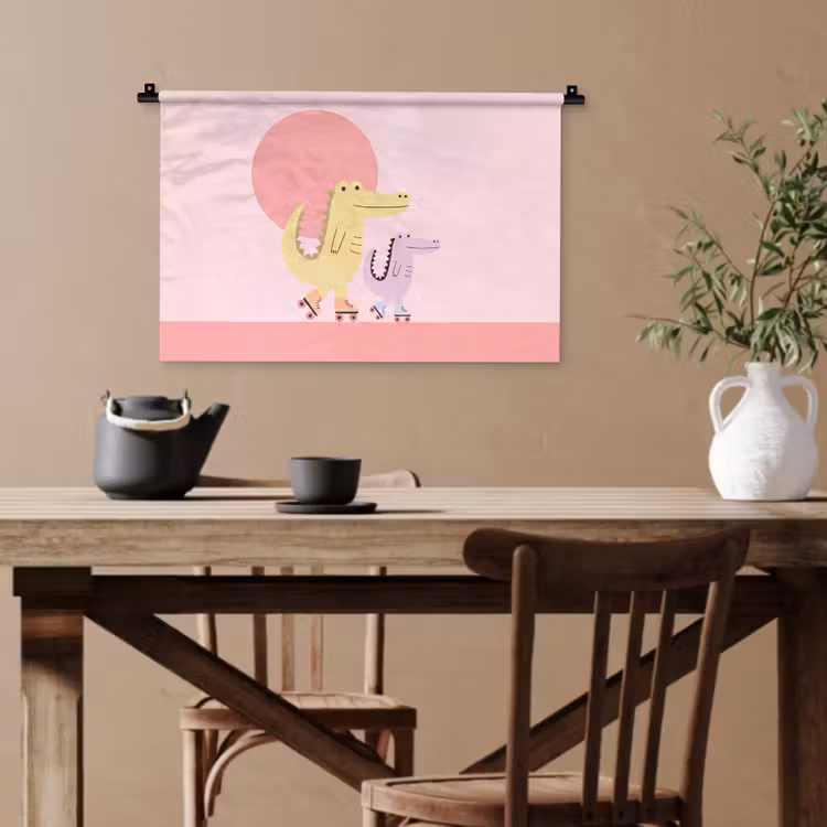 Wandteppich - Tiere – Skaten – Illustration – Verspielt – Rosa — 3