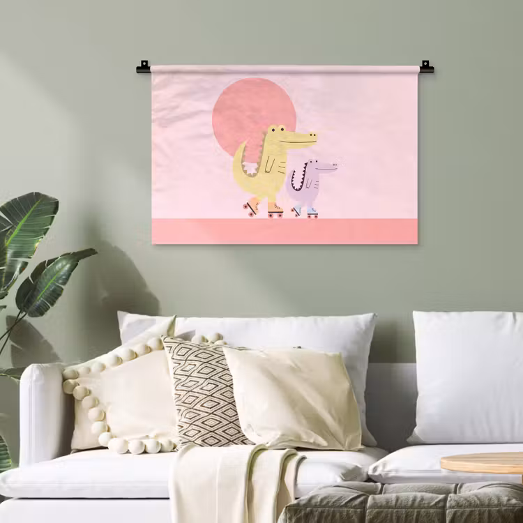 Wandteppich - Tiere – Skaten – Illustration – Verspielt – Rosa — 4