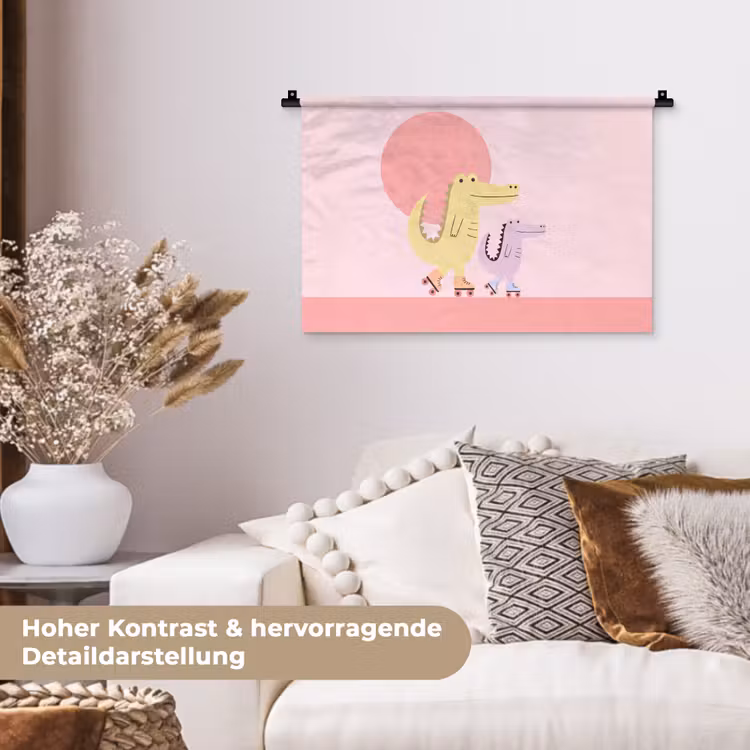 Wandteppich - Tiere – Skaten – Illustration – Verspielt – Rosa — 6