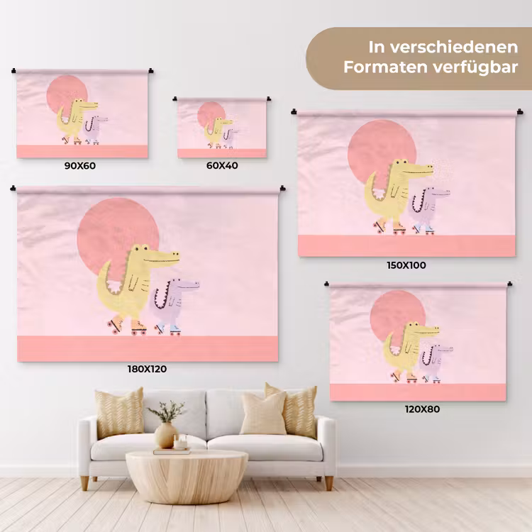 Wandteppich - Tiere – Skaten – Illustration – Verspielt – Rosa — 8