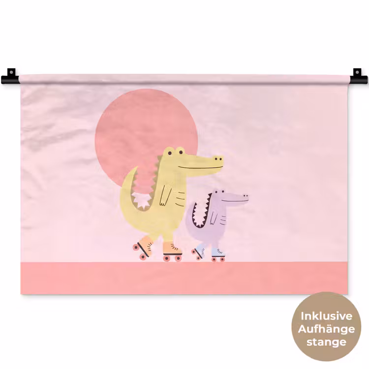 Wandteppich - Tiere – Skaten – Illustration – Verspielt – Rosa — 9
