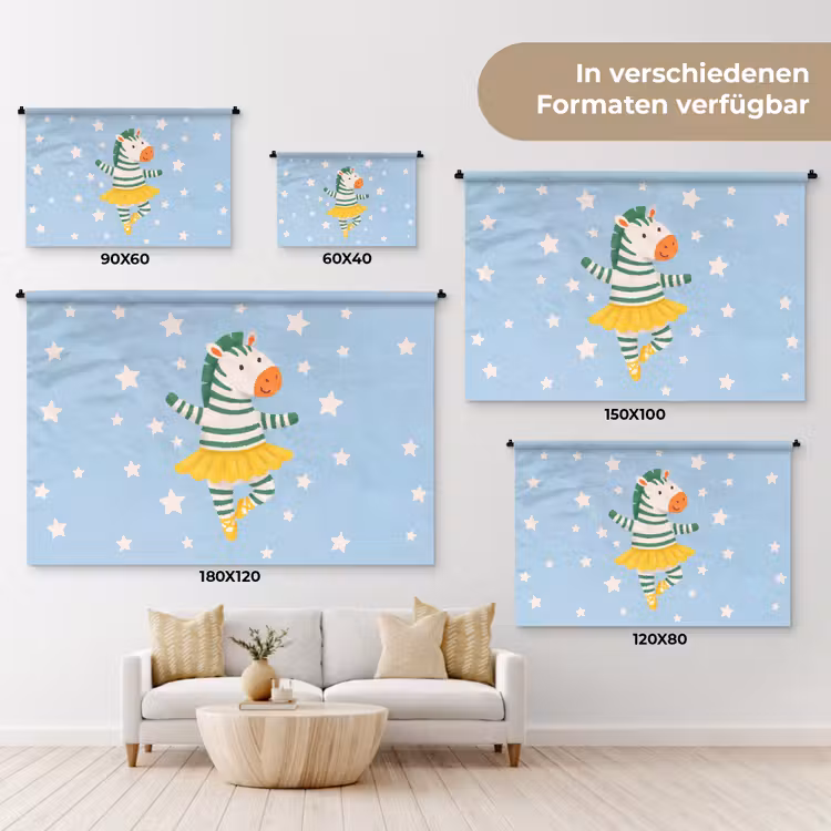 Wandteppich - Tiere – Tanz – Illustration – Kinderzimmer – Sterne — 8
