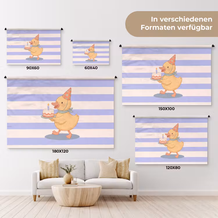 Wandteppich - Vogel – Fest – Torte – Kinder – Illustration — 8