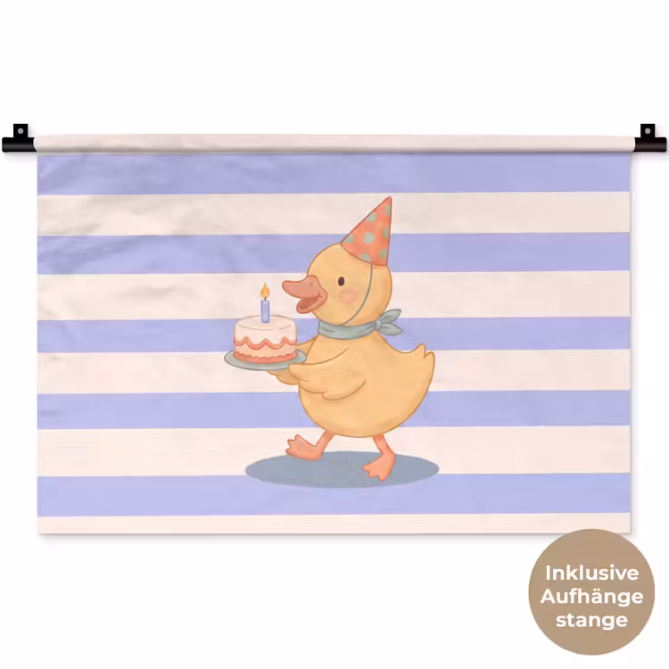 Wandteppich - Vogel – Fest – Torte – Kinder – Illustration — 9