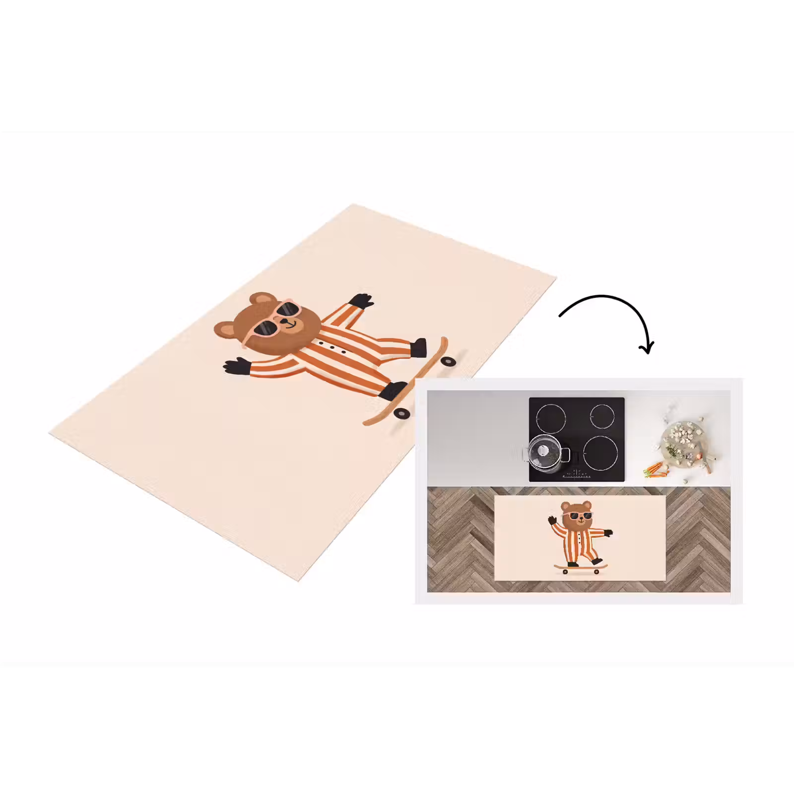 Küchenläufer - Tiere – Skateboard – Spiel – Zeichentrick – Rosa — 1