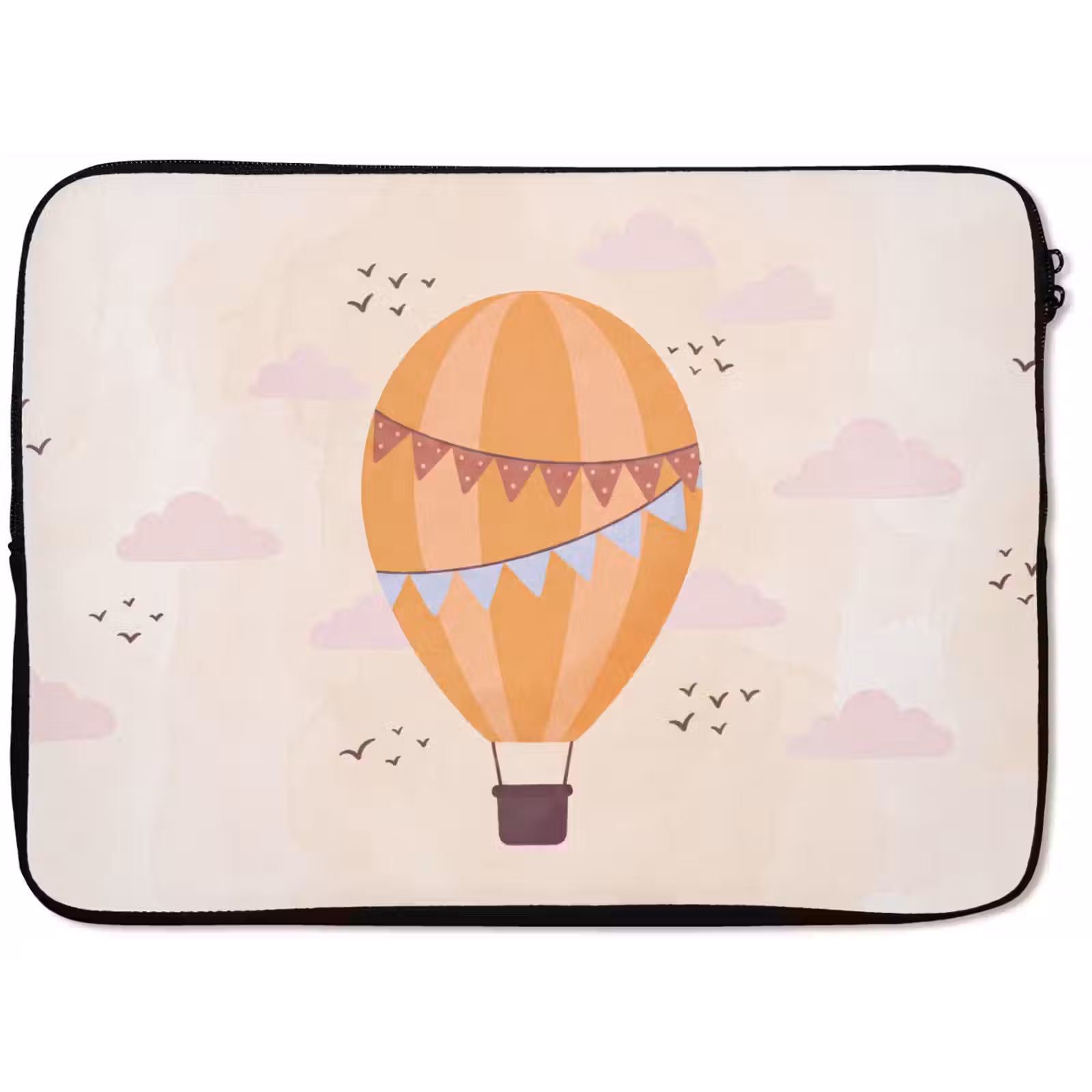 Laptop hülle - Heißluftballon – Girlanden – Abenteuer – Illustration – Orange — 1