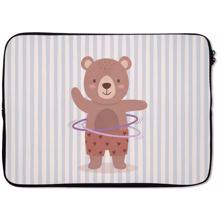 Laptop hülle - Bär – Reifen – Kinderzimmer – Illustration – Braun — 1