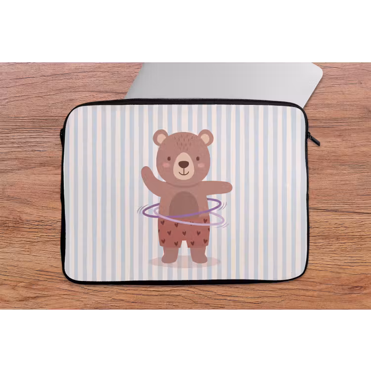 Laptop hülle - Bär – Reifen – Kinderzimmer – Illustration – Braun — 2
