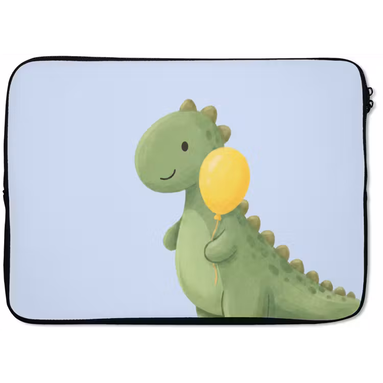 Laptop hülle - Dinosaurier – Luftballon – Kinderzimmer – Illustration – Grün — 1