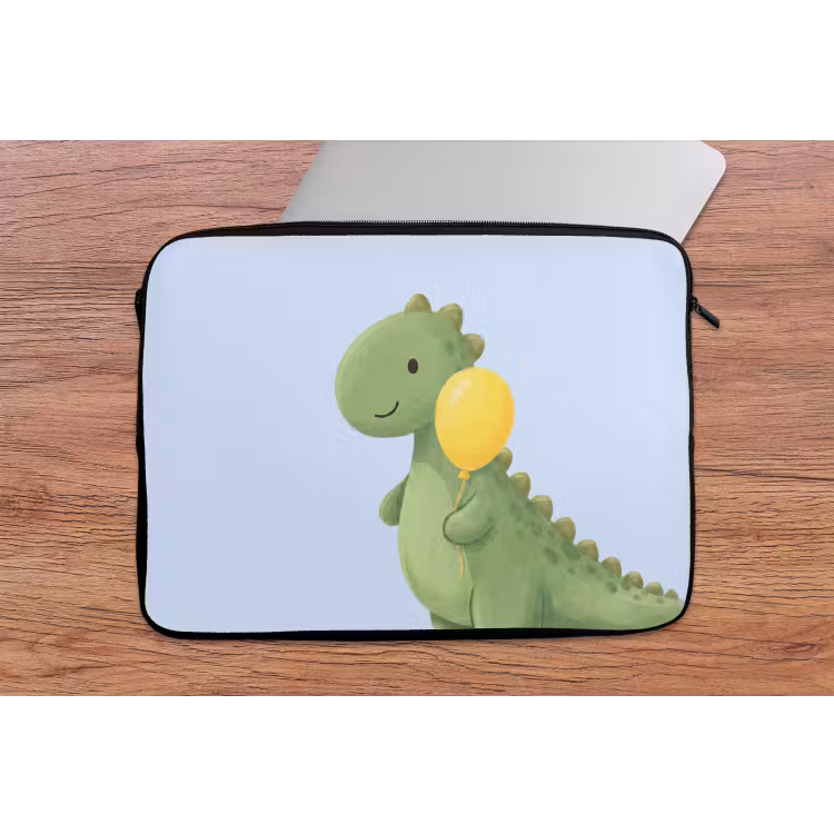 Laptop hülle - Dinosaurier – Luftballon – Kinderzimmer – Illustration – Grün — 2