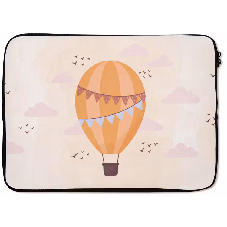 Laptop hülle - Heißluftballon – Girlanden – Abenteuer – Illustration – Orange — 1