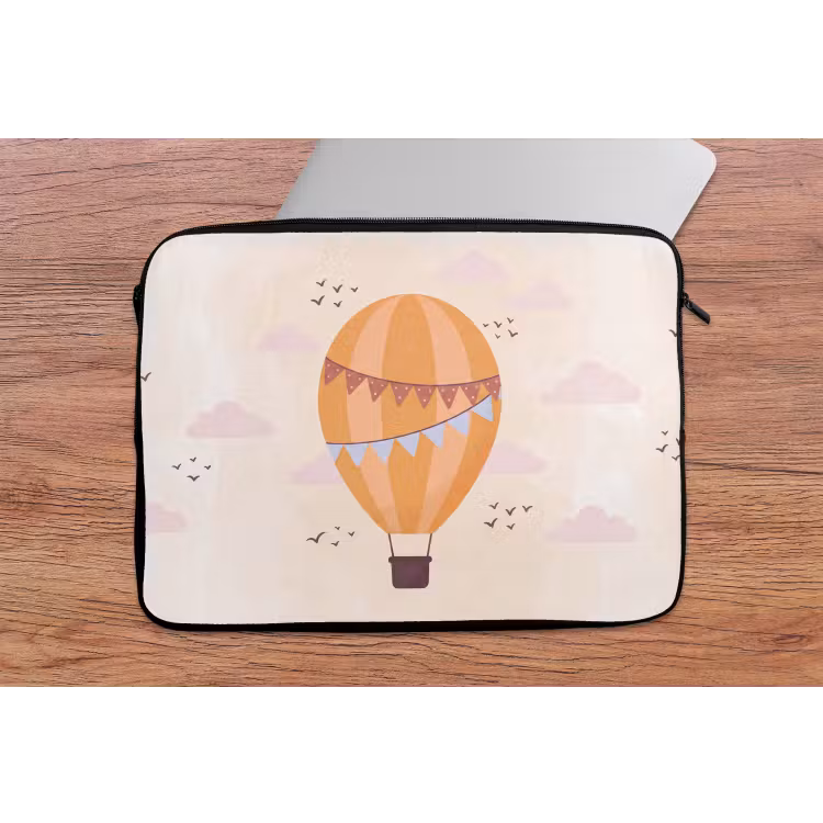 Laptop hülle - Heißluftballon – Girlanden – Abenteuer – Illustration – Orange — 2