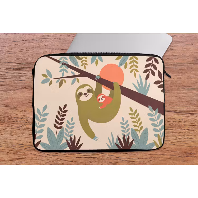 Laptop hülle - Tiere – Mutter – Baby – Natur – Grün — 2