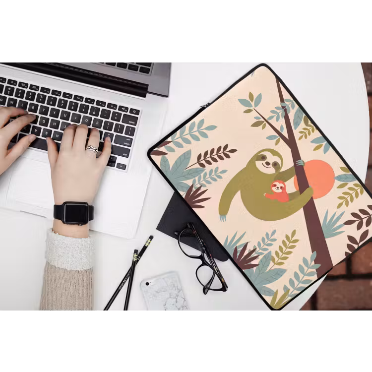 Laptop hülle - Tiere – Mutter – Baby – Natur – Grün — 3
