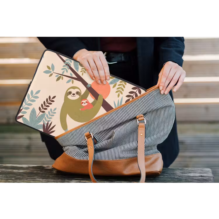 Laptop hülle - Tiere – Mutter – Baby – Natur – Grün — 4