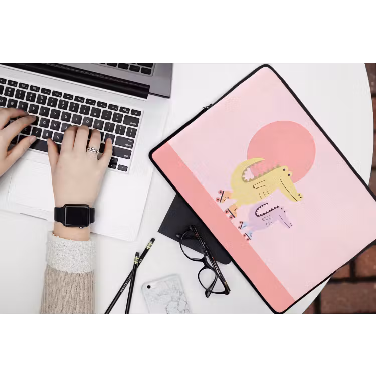Laptop hülle - Tiere – Skaten – Illustration – Verspielt – Rosa — 3